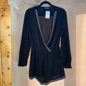 NWT ASTR Black Sequined Dressy Romper, Large